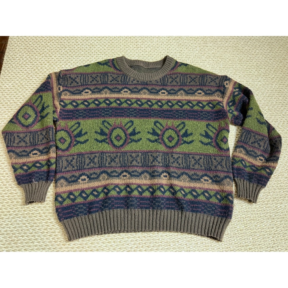 Vintage American Weekend Southwestern Geometric Sweater 90's retro grandpa coast